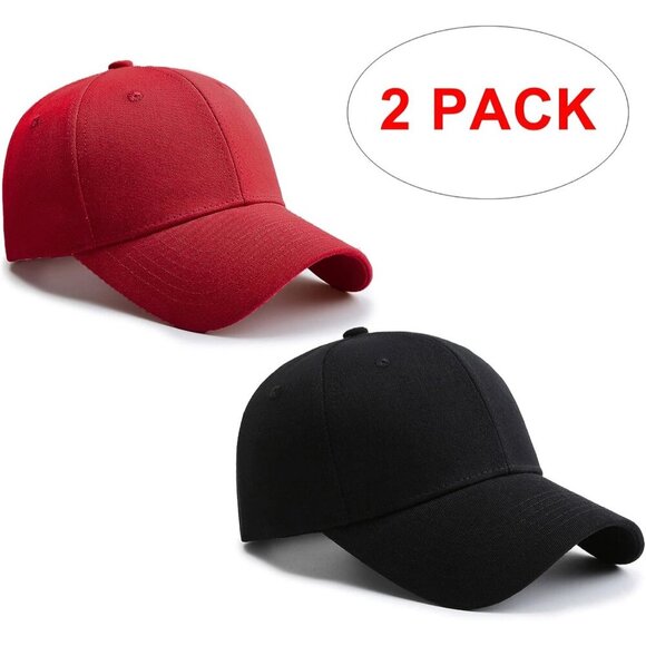 2 Packs Black+red Baseball Cap Golf Dad Hat For Men And Women main image 7